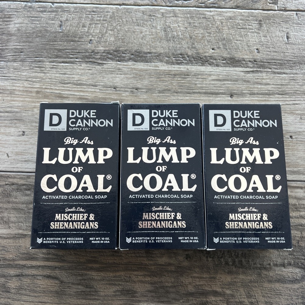 3 Bars Duke Cannon Lump Of Coal Charcoal Soap - 10oz New‎